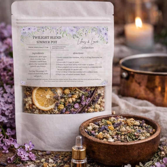 Lilacs and Love Twilight Simmer Pot, Lavender Vanilla Stovetop Potpourri, Relaxing Floral Home Fragrance