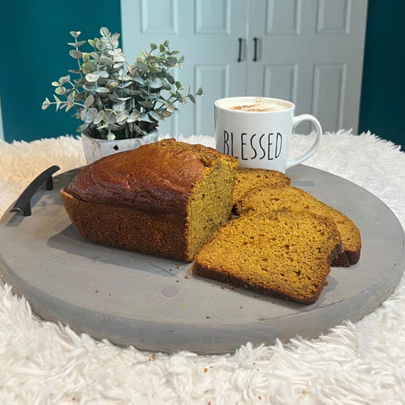 Fresh Baked Pumpkin Bread Loaf with Warm Spices, Made to Order Seasonal Breakfast, Fall Treat