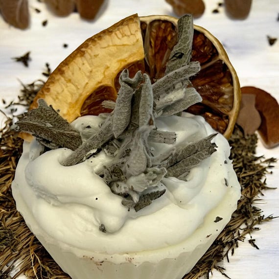 Citrus Sage Autumn Soy Wax Melt Cupcake, Dried Sage Wax Melt, Orange Fruit Slice Infusion, Cozy Fall Scents, Aromatherapy Wax Tart Gift