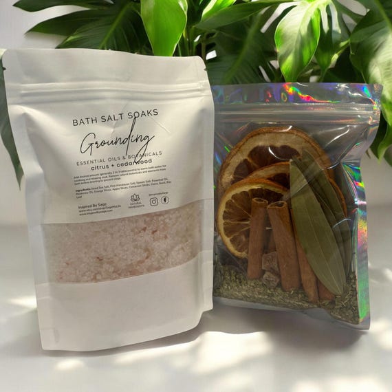 Grounding Bath Salt Soak, Herbal and Botanical Bath Tea, Aromatherapy Bath Crystals, Nature Reconnection, Relaxation and Recharging Ritual