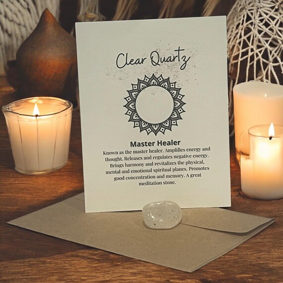 Clear Quartz Crystal Meaning Card, Energy Amplifier, Meditation Tool, Crystal Grids, Pocket Stone, Thoughtful Gift Idea