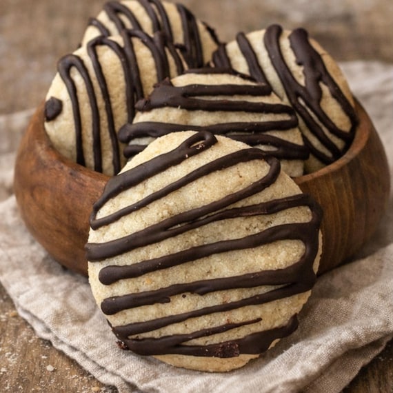 Classic Sugar Cookies, Chocolate Glaze Drizzle, Homemade Bakery Cookies, Gourmet Gift, Fresh Baked Treats