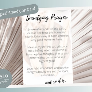 Palo Santo Smudging Prayer Card: Cleansing Ritual Instructions (Digital Card Printable)