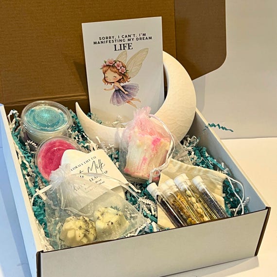 Manifestation Gift Box for Women, Intentional Self Care Set with Crystals & Herbs