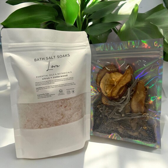 Love Bath Salt Soak, Herbal Infused Bath Tea Crystals, Aromatherapy for Romance, Self-Love Tools, Relaxing, Calming Ritual for Heart Chakra