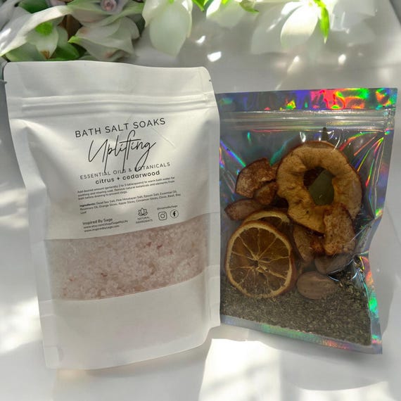Uplifting Bath Salt Soak, Herbal and Botanical Bath Tea, Energizing Aromatherapy for Positivity, Mood Boost, Relaxation & Refreshing Ritual
