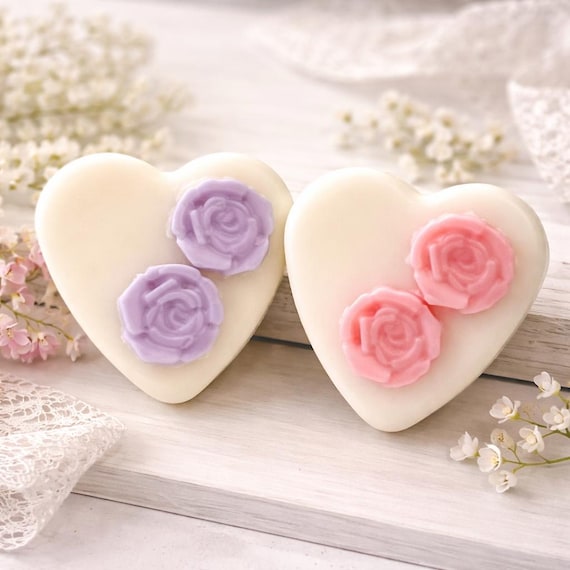 Rose Heart Soy Wax Melt Candle Disc, Floral Wickless Candle Home Fragrance, Cottagecore Favor