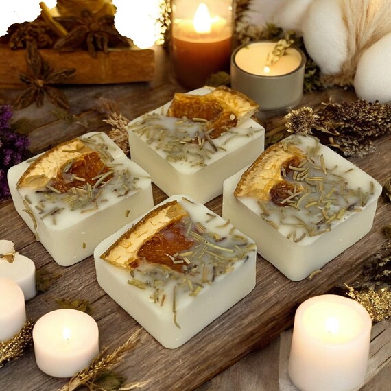 Herb Infused Soy Wax Melt Cubes, Uplifting Orange Rosemary Scented Tarts, Natural Citrus Aromatherapy, Handmade Melts, Home Fragrance Cubes
