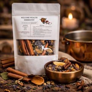 Welcome Wealth Simmer Pot Blend, Abundance Home Ritual, Herbal Prosperity Stovetop Potpourri