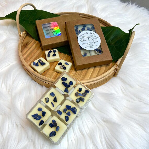 Sodalite Crystal Wax Melts with Essential Oils, Truth and Intuition Soy Wax Tarts Gift
