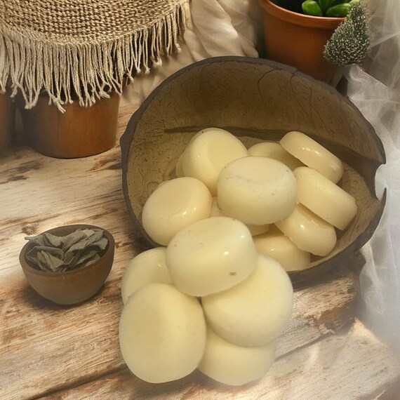 Sage Herb Soy Wax Melts, Aromatherapy Wax Tarts, Natural Dried Sage, Cleansing Fragrance, Smudging Rituals, Herbal Wax Cubes for Home Energy