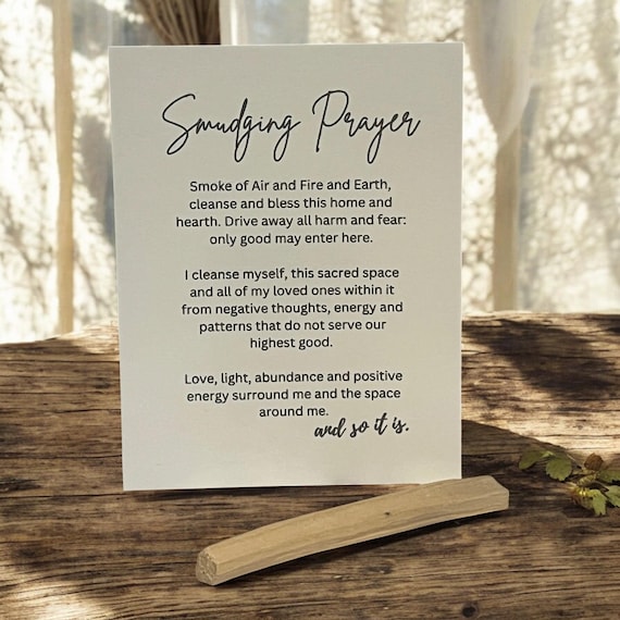Smudging Prayer Card with Palo Santo Stick, Energy Cleansing, Stocking Stuffer, Meditation Tool, Sacred Ritual Supply, Mindfulness Gift Set