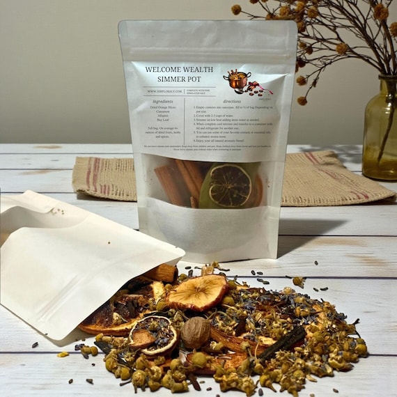 Welcome Wealth Simmer Pot Blend, Abundance Home Ritual, Herbal Prosperity Stovetop Potpourri