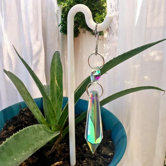 Prism Crystal Point Plant Sitter: Shepards Hook Hanging Plant Charm