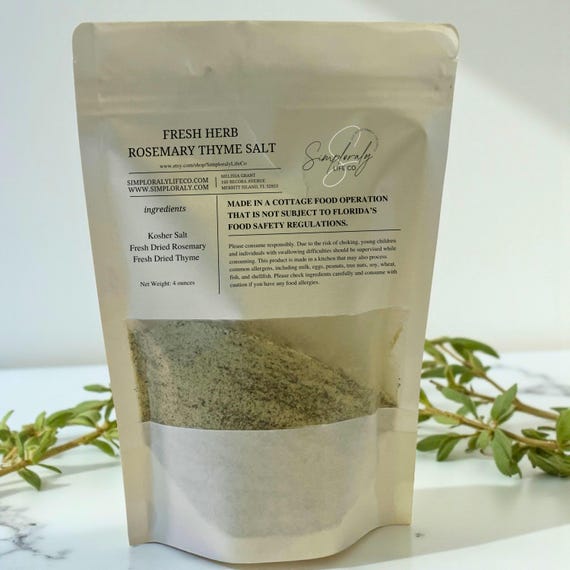Thyme Salt, Gourmet Herb Blend for Cooking, Seasoning for Chicken and Potatoes