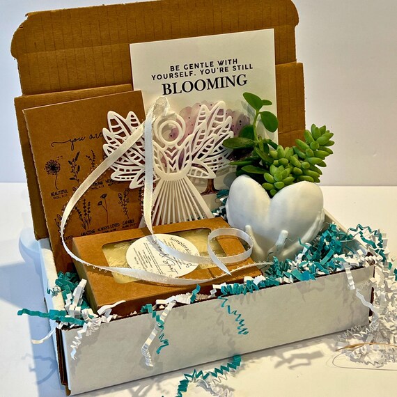 Angel Succulent Gift Box, Encouragement & Healing Set for Women, Self Care Gift