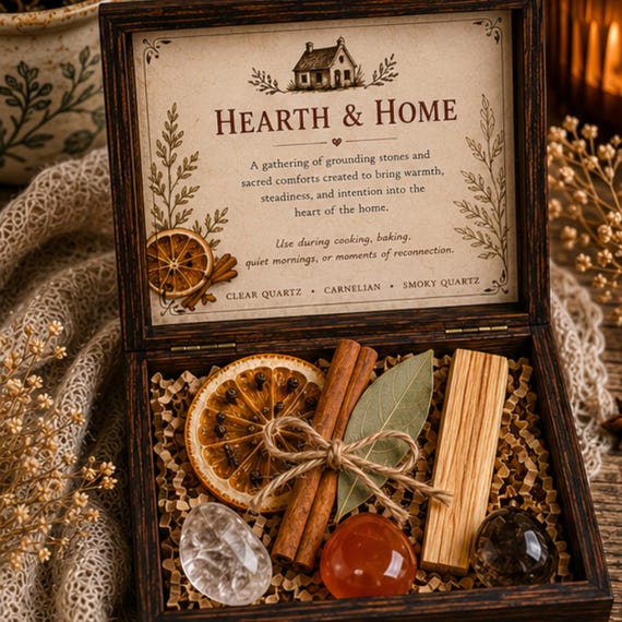 Kitchen Keepsake Crystal Set, Rustic Cottage Decor, Home Blessing, Housewarming Gift