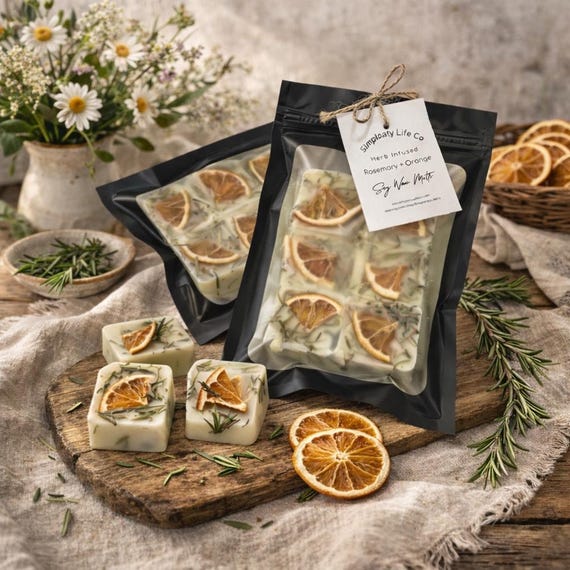 Lemon Rosemary Wax Melts, Herbal Home Fragrance, Botanical Aromatherapy for Tart Warmers
