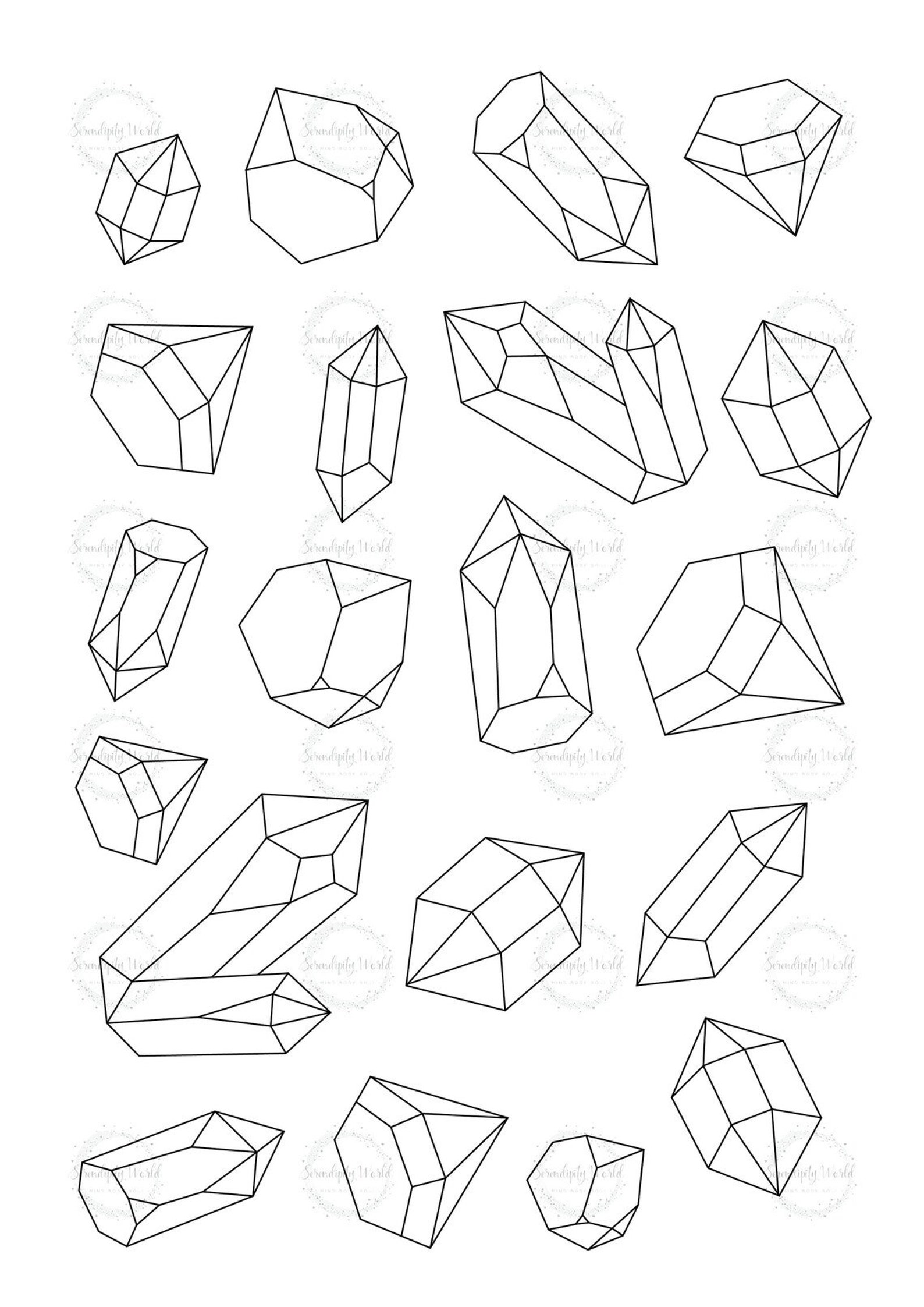 Printable Crystal Coloring Page Adult Coloring Sheet Dream | Etsy