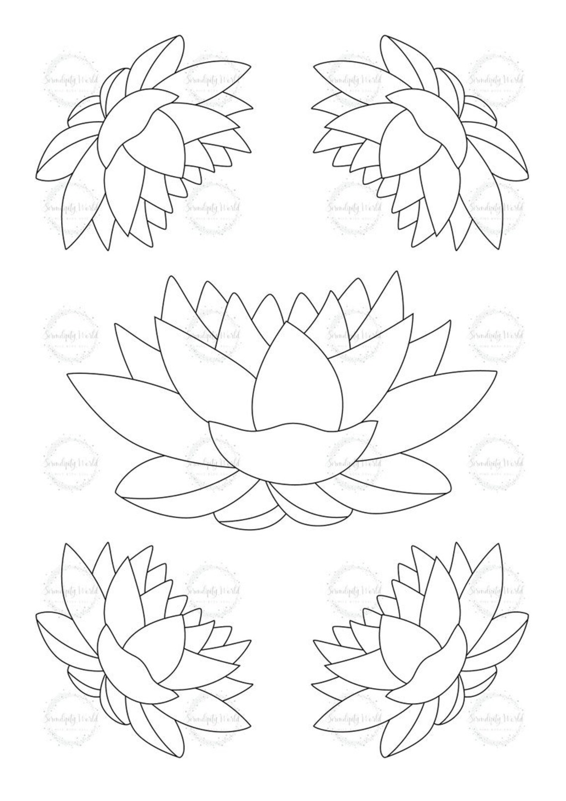 Printable Lotus Flower Coloring Page Reiki Calming Coloring Etsy