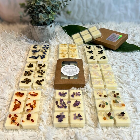 Crystal Wax Melt 9 Pack with Crystals and Essential Oils, Spiritual Aromatherapy Gift Set