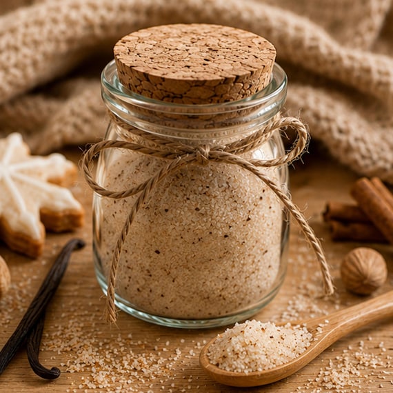 Gourmet Vanilla Cookie Sugar, Drink Sweetener, Baking Spices, Dessert Topping, Holiday Drink Garnish