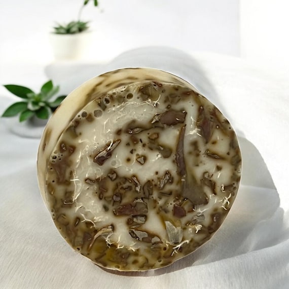 Sage Herb Infused Goat's Milk Loofah Soap, Exfoliating Botanical Scrub Soap Bar, Moisturizing Herbal Skincare, Aromatherapy Bath Gift