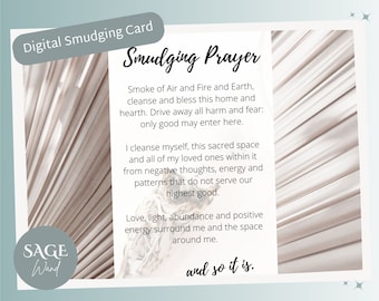 Cartolina di preghiera per la purificazione con la salvia (stampabile): rituale di purificazione (download digitale)