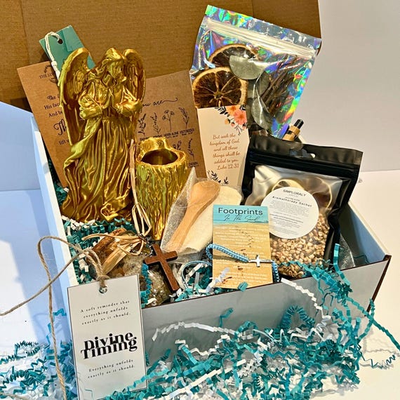 Christian Self Care Ritual Gift Box, Angel Planter, Aromatherapy Sachet