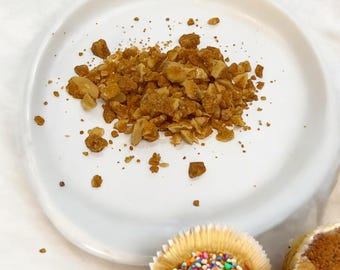 Honeycomb Candy Bits Topping, Crunchy Sponge Toffee Crumble, Caramelized Seafoam Gourmet Dessert Sprinkles