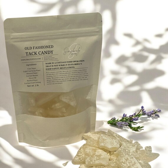 White Old Fashioned Hard Tack Candy, Nostalgic Broken Glass Rock Candy, Handmade Vintage Gift