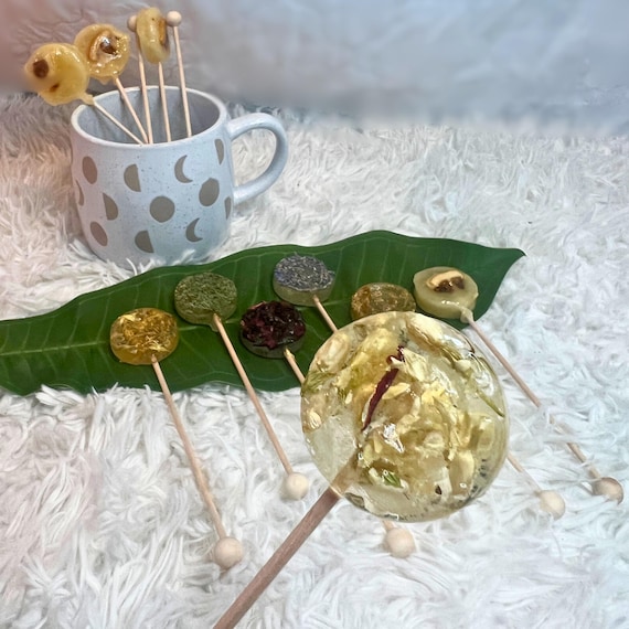 Jasmine Herbal Tea Lollipop, Floral Tea Stir Stick Candy, Aromatic Sweetener Gift