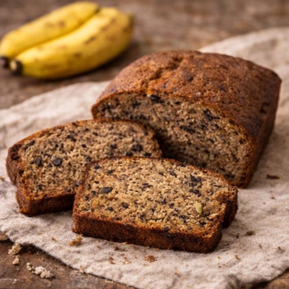 Banana Bread Loaf, Walnut or Pecan Options, Moist Homemade Bread, Fresh Baked Comfort Food