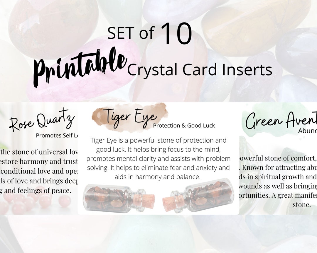 Set of 10 Crystal Cards Printable, Jewelry Card Business Branding ...