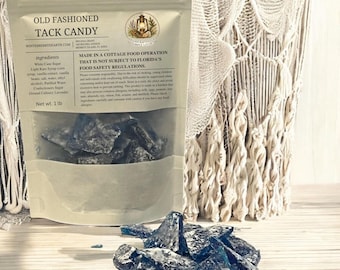 Blue Old Fashioned Hard Tack Candy, Nostalgic Broken Glass Homemade Candy Treat