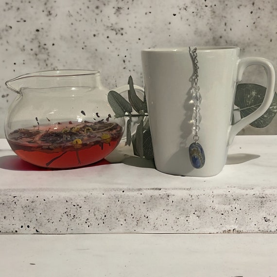 Sodalite Crystal Tea Ball Steeper, Loose Leaf Tea Infuser, Blue Healing Stone Tea Accessory, Fine Mesh Tea Strainer, Herbal Tea Diffuser