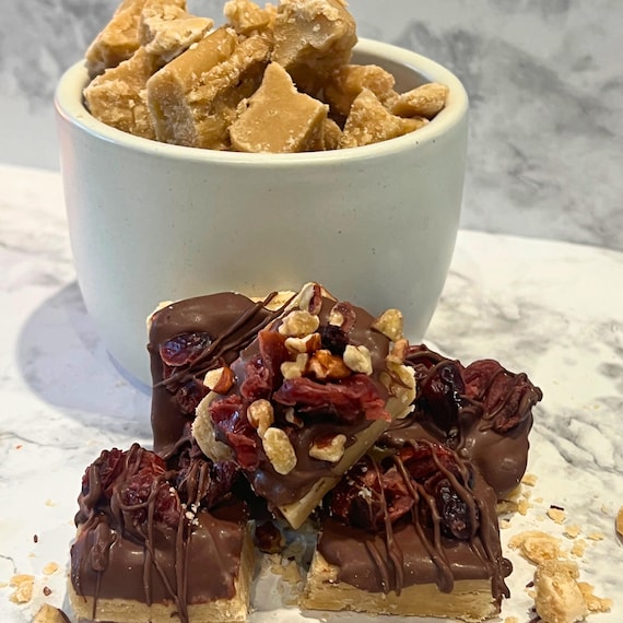 Brown Sugar Candy Chocolate Almond Bark Cranberry Pecan, Half Pound or One Pound