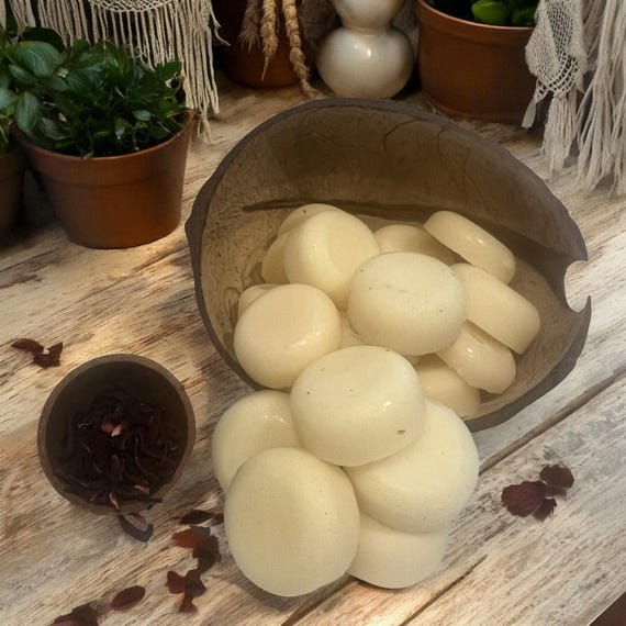 Hibiscus Herb Soy Wax Melts, Aromatherapy Wax Tarts, Floral Dried Hibiscus, Uplifting Fragrance, Herbal Wax Cubes, Natural Home Botanicals