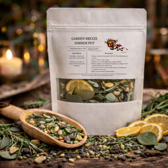 Garden Breeze Simmer Pot, Eucalyptus Lemon Herbal Stovetop Potpourri, Botanical Home Fragrance