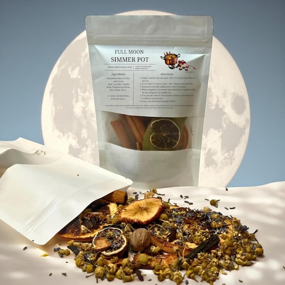 Lunar Simmer Pot Ritual Blend, Full Moon Monthly Intention Stovetop Potpourri