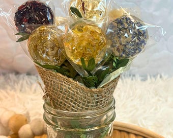 Gourmet Herbal Tea Lollipop Stir Sticks Gift Set: Artisan Cocktail Candy Sweetener