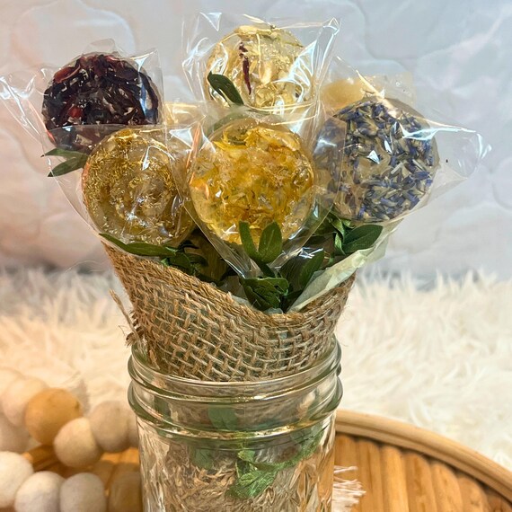 Gourmet Herbal Tea Lollipop Stir Sticks Gift Set: Artisan Cocktail Candy Sweetener
