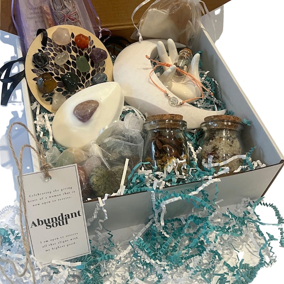 Sacred Space Ritual Box, Energy Cleansing Crystal Self Care Kit, Spiritual Healing Gift Set