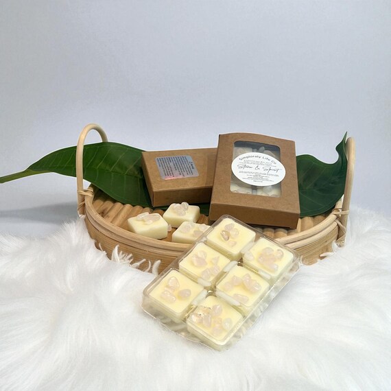 Rose Quartz Crystal Wax Tarts with Essential Oils, Self Love Soy Wax Cubes Gift