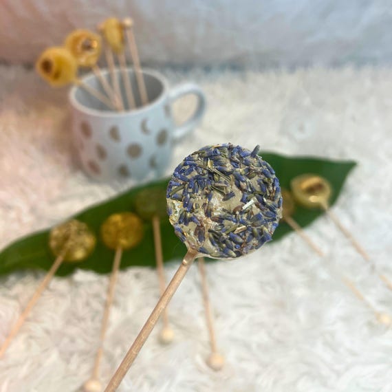 Lavender Herbal Tea Lollipop, Floral Tea Stir Stick Candy, Relaxing Sweetener Gift
