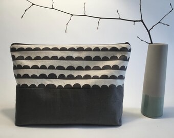 WAVE toiletry bag – washable, handmade, with a water-repellent oilcloth base | Travel cosmetic bag
