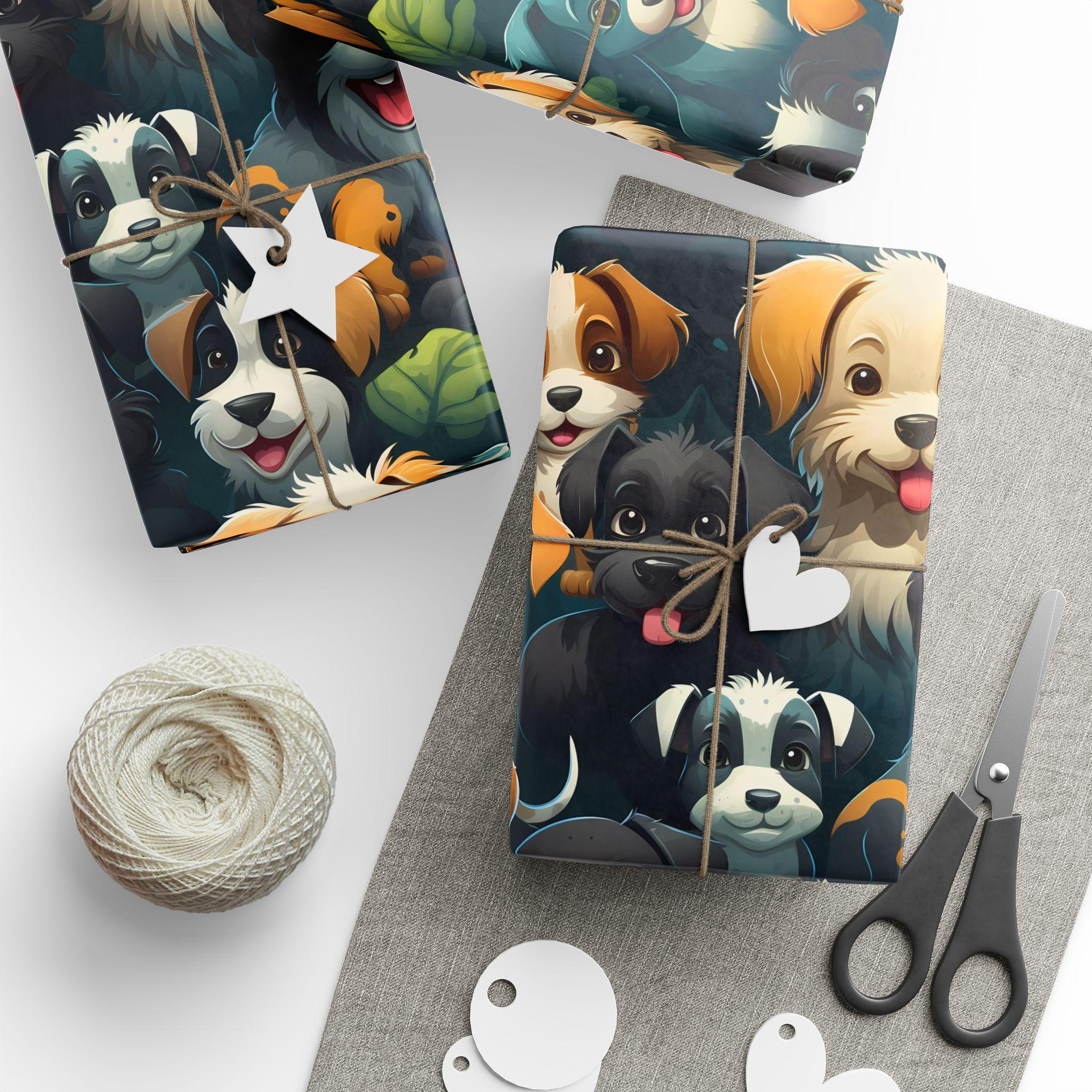 Carta Regalo Con Cuccioli 5 Fogli 50x70cm | Con Etichette Incluse | Carta Regalo Cani, Design Originale, Riciclabile, Prodotta In UK