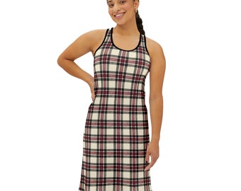 Red & Gray Tartan Plaid Women's Racerback Dress