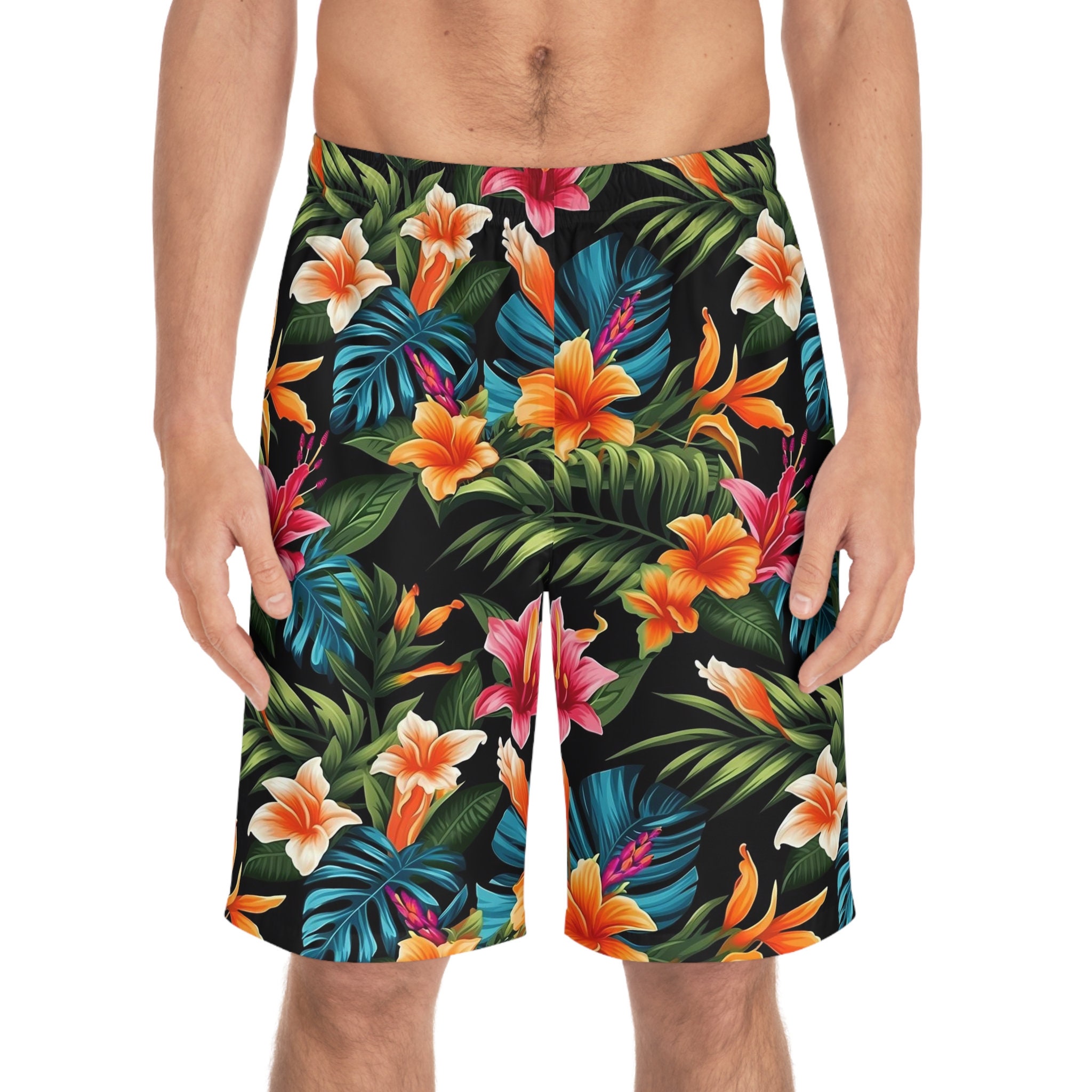 Hawaiian Style Floral Men's Board Shorts - Etsy