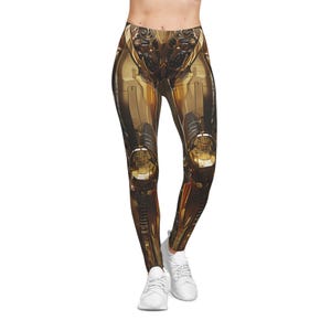 Women&#39;s Gold Robotic Spandex Leggings